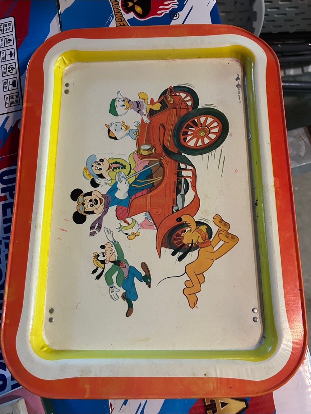 Disney Tin Tray Featuring Mickey & Friends in Red, Yellow and Orange